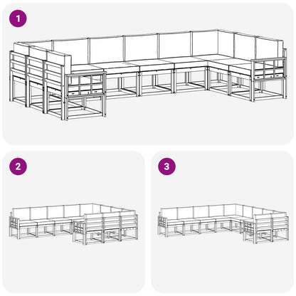 Set di divani da esterno con cuscino 10 pcs Naturale e Beige | homemem39