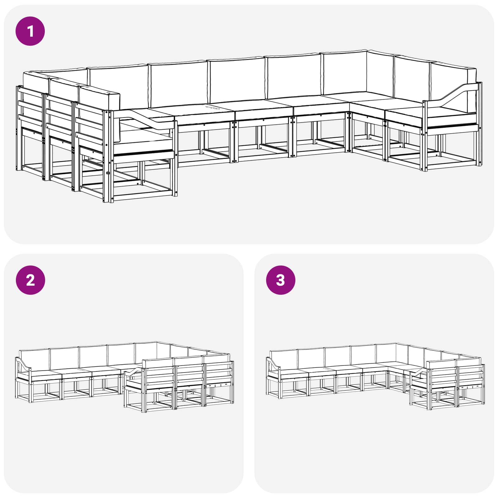Set di divani da esterno 10 pcs Naturale e Antracite | homemem39