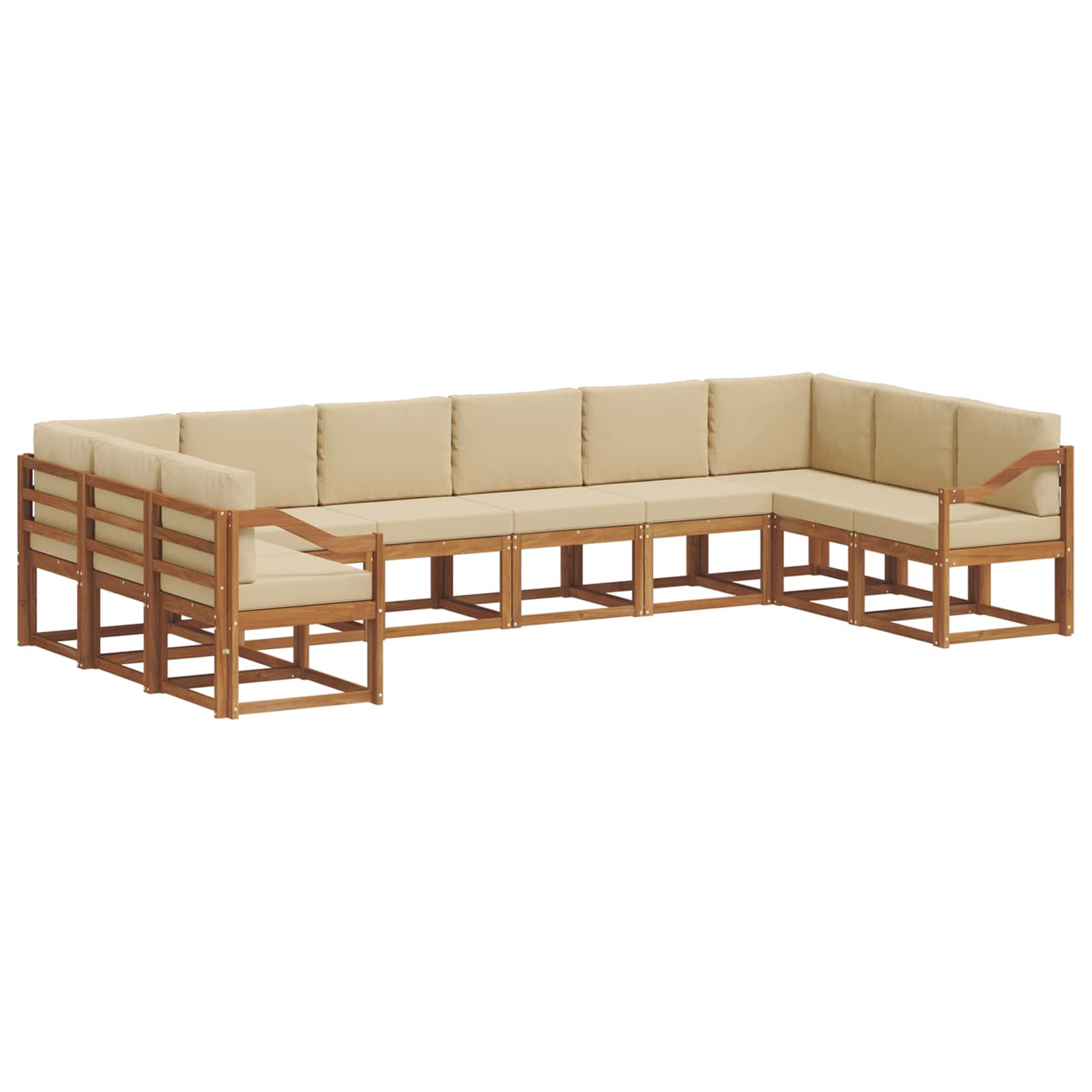 Set di divani da esterno con cuscino 10 pcs Naturale e Beige | homemem39