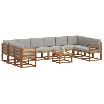 Set di divani da esterno 11 pcs Grigio Naturale e Chiaro | homemem39