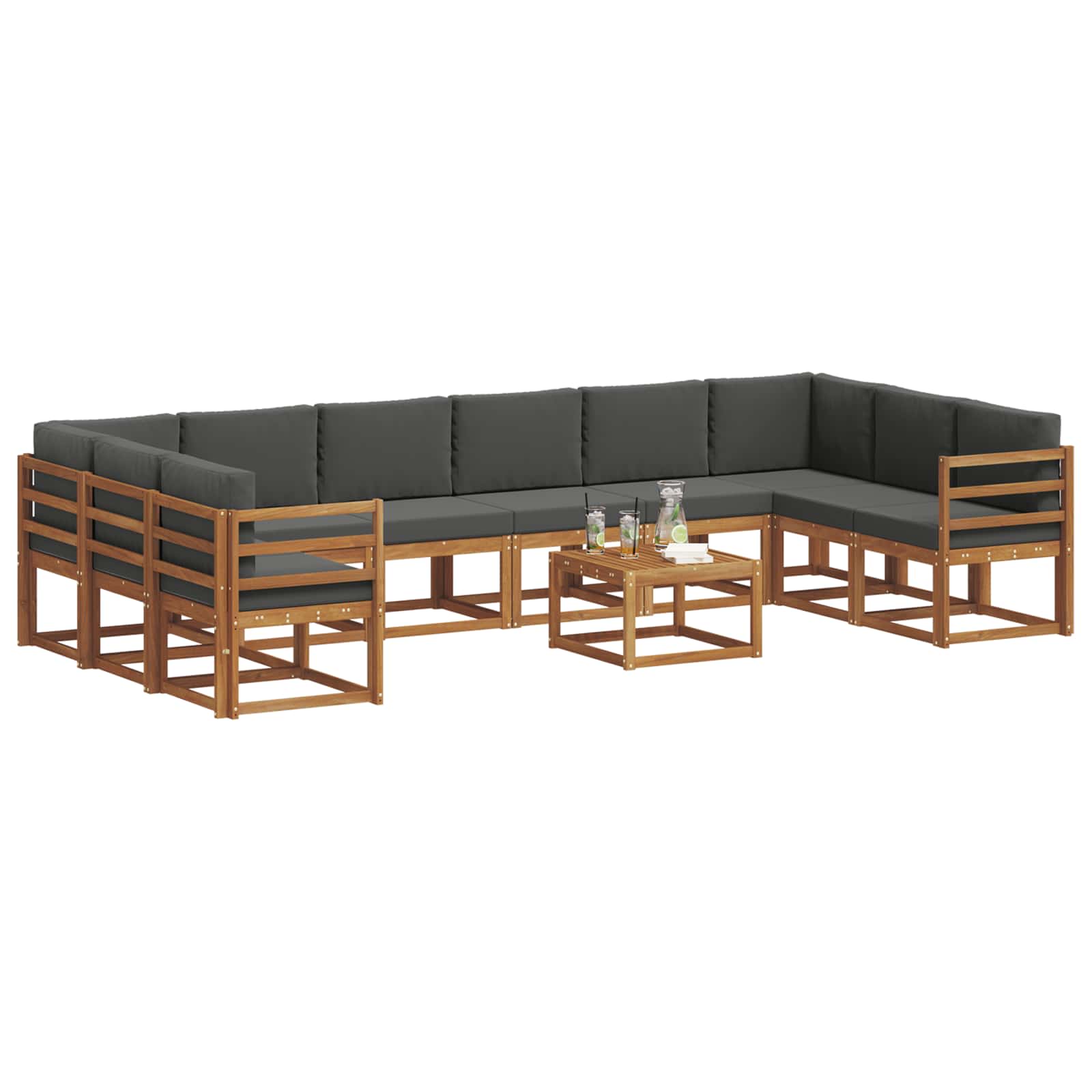 Set di divani da esterno 11 pcs Naturale e Antracite | homemem39
