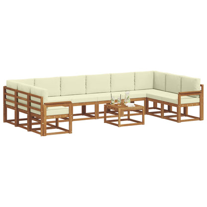 Set di divani da esterno con cuscino 11 pcs Naturale e Crema | homemem39