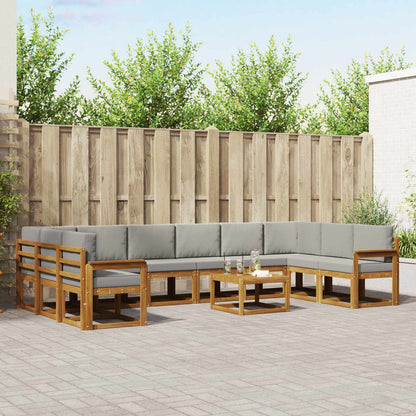 Set di divani da esterno 11 pcs Grigio Naturale e Chiaro