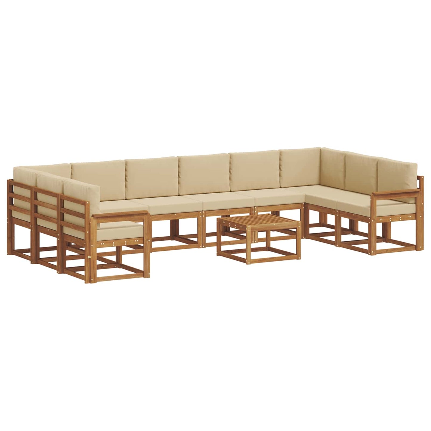 Set di divani da esterno con cuscino 11 pcs Naturale e Beige | homemem39