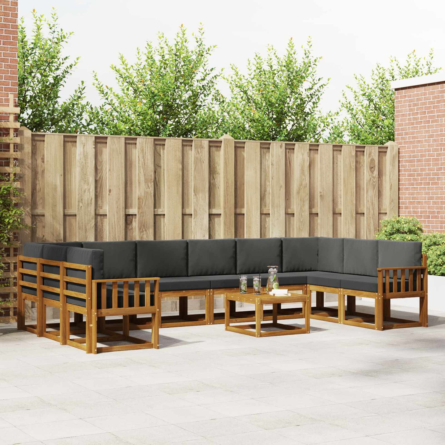 Set di divani da esterno 11 pcs Naturale e Antracite