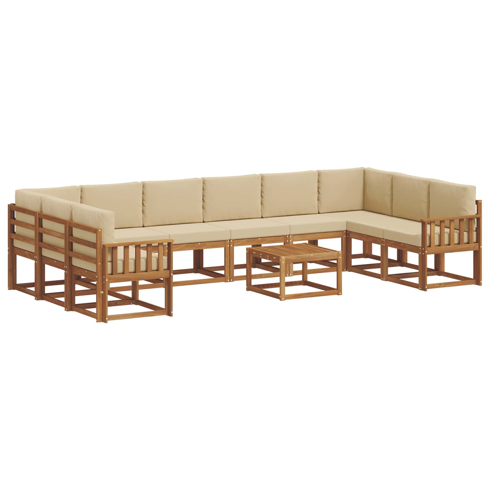 Set di divani da esterno con cuscino 11 pcs Naturale e Beige | homemem39