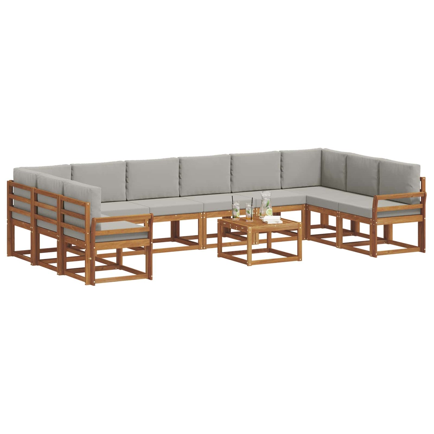 Set di divani da esterno 11 pcs Grigio Naturale e Chiaro | homemem39