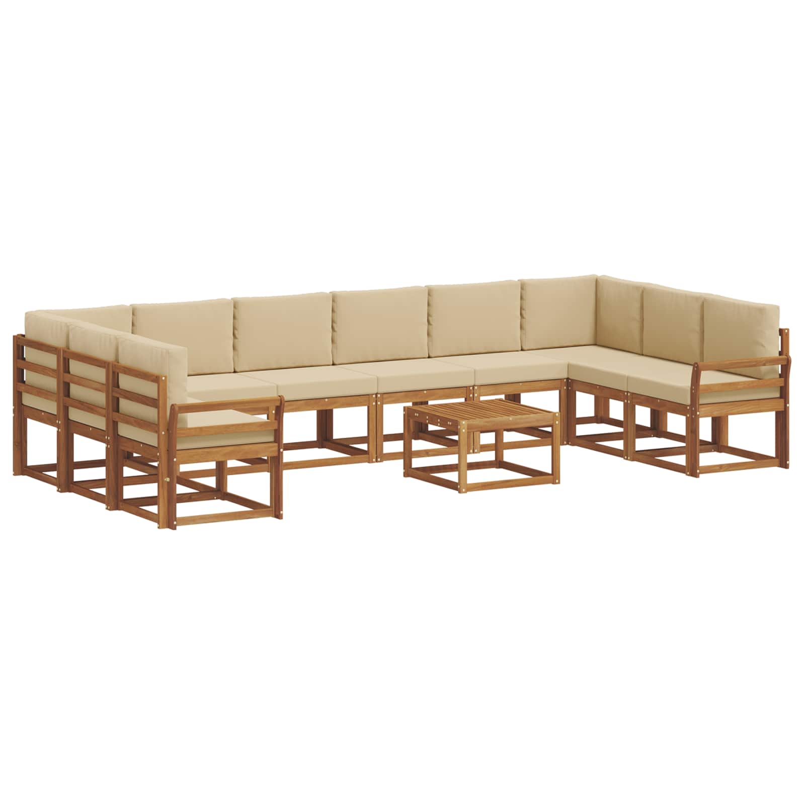 Set di divani da esterno con cuscino 11 pcs Naturale e Beige | homemem39