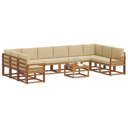 Set di divani da esterno con cuscino 11 pcs Naturale e Beige | homemem39