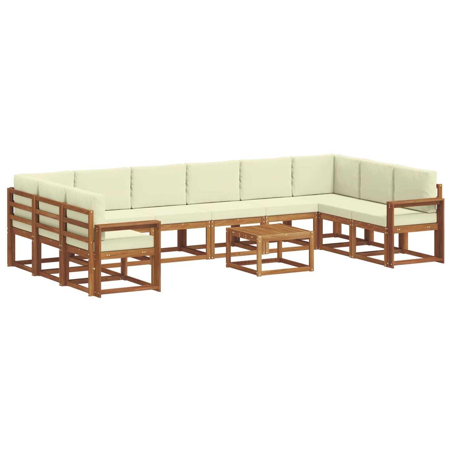 Set di divani da esterno con cuscino 11 pcs Naturale e Crema | homemem39