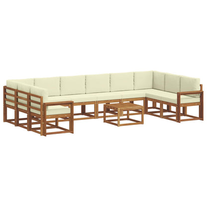 Set di divani da esterno con cuscino 11 pcs Naturale e Crema | homemem39