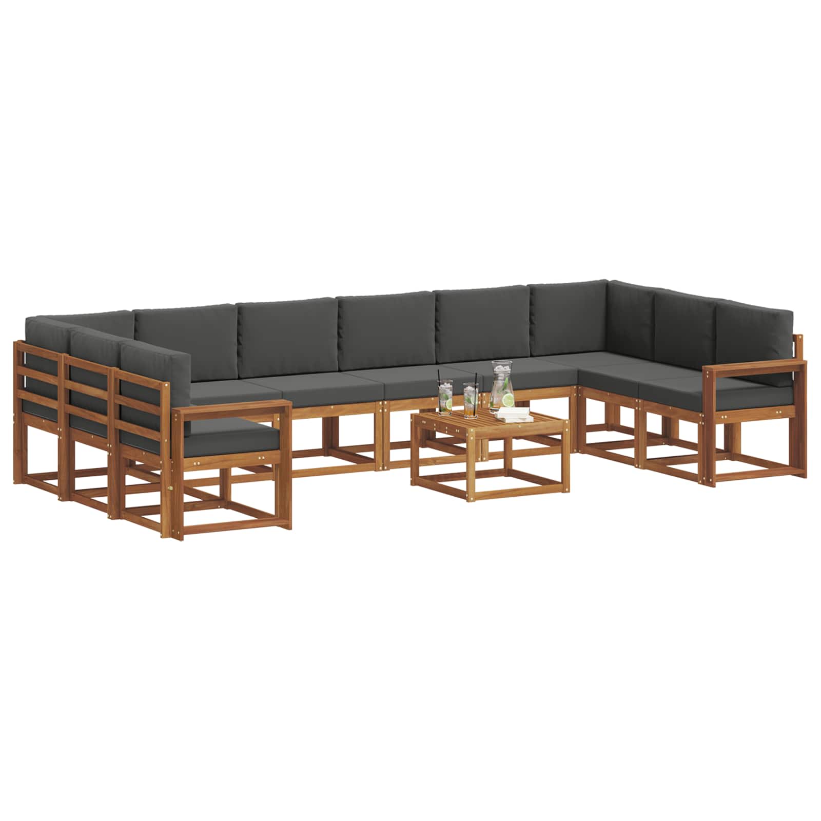 Set di divani da esterno 11 pcs Naturale e Antracite | homemem39