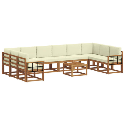 Set di divani da esterno con cuscino 11 pcs Naturale e Crema