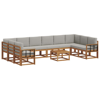 Set di divani da esterno 11 pcs Grigio Naturale e Chiaro | homemem39