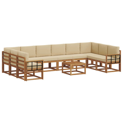 Set di divani da esterno con cuscino 11 pcs Naturale e Beige