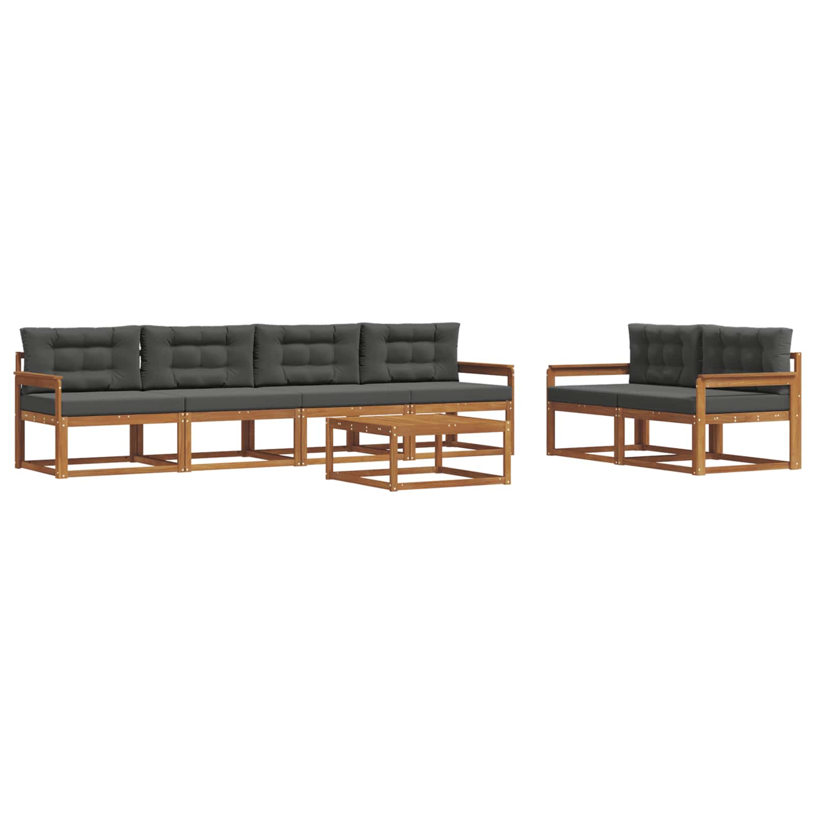 Set di divani da esterno con cuscino 7 pcs Naturale e Antracite | homemem39