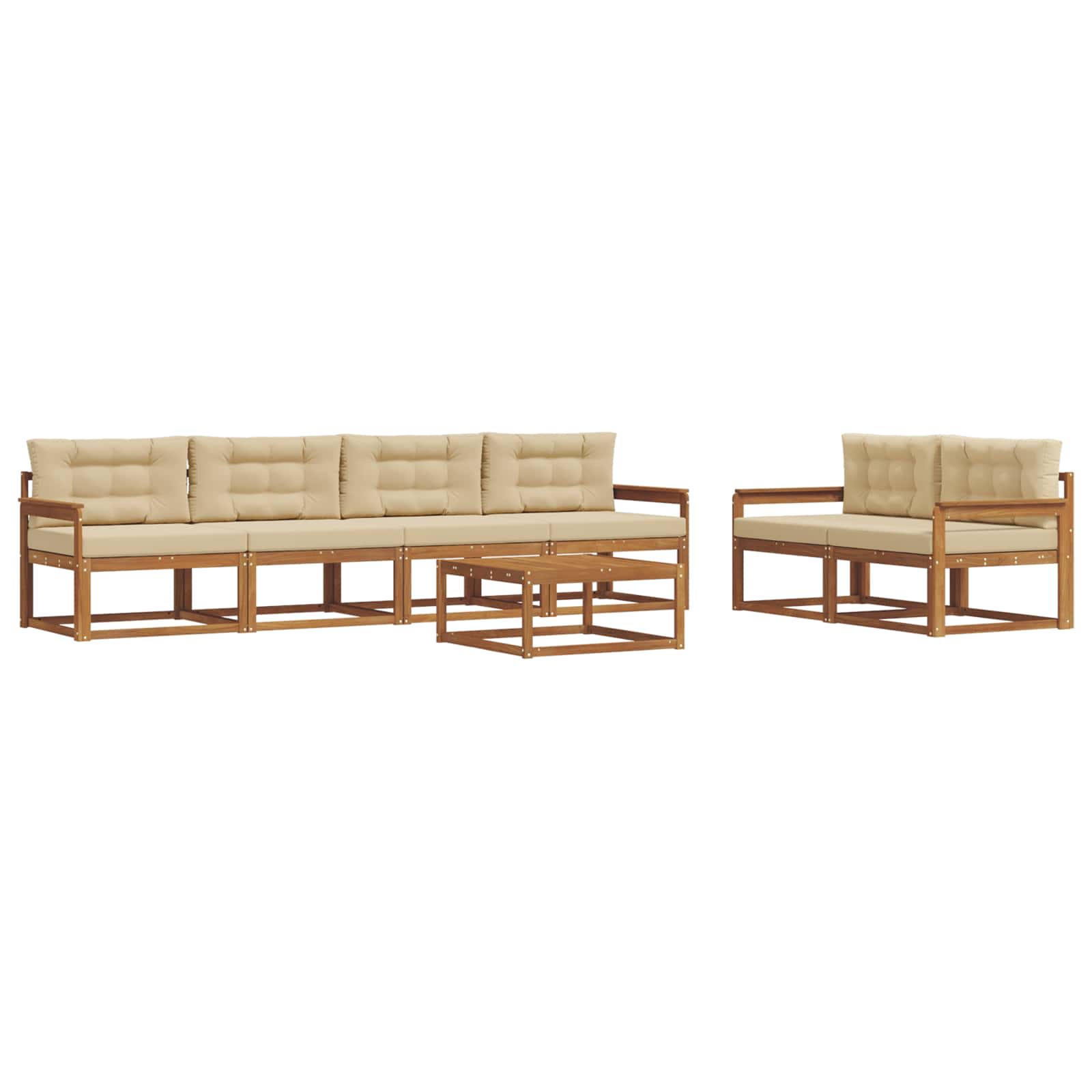 Set di divani da esterno con cuscino 7 pcs Naturale e Beige | homemem39
