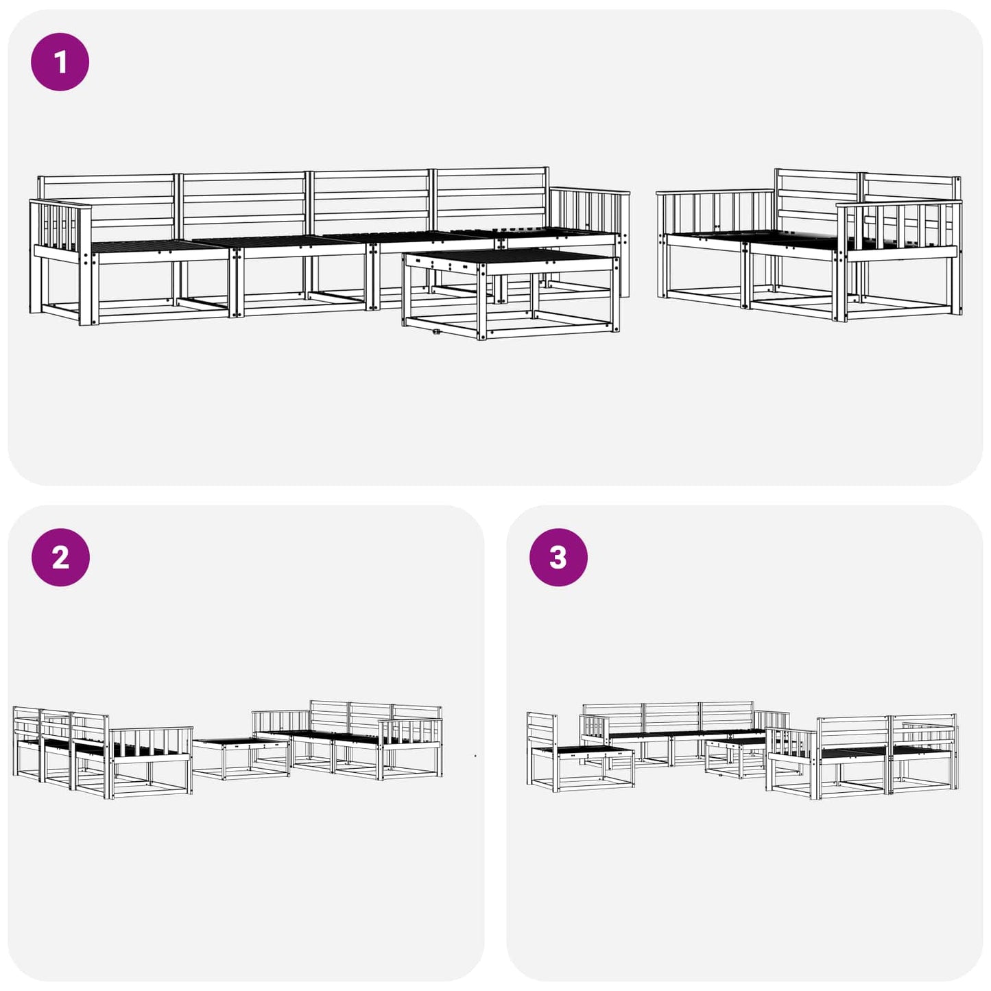 Set di divani da esterno 7 pcs Naturale | homemem39