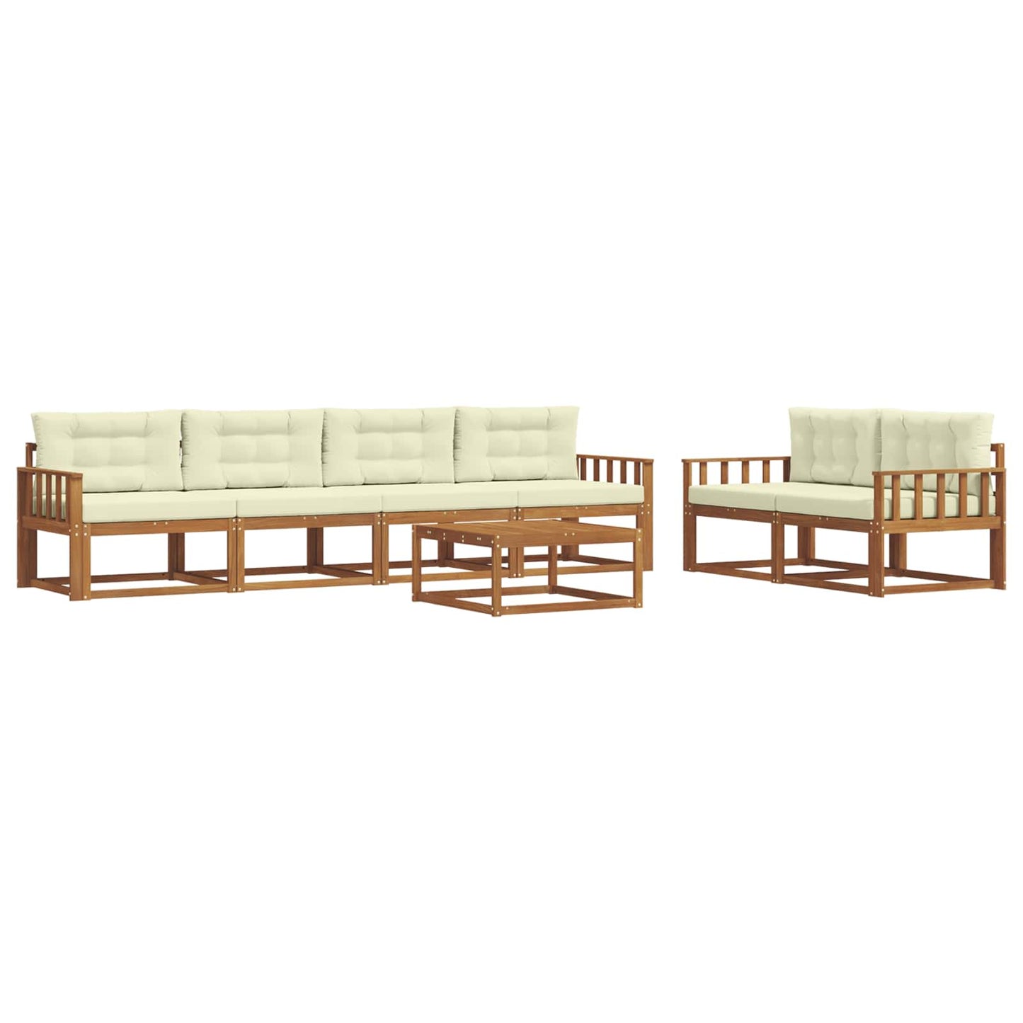 Set di divani da esterno con cuscino 7 pcs Naturale e Crema | homemem39
