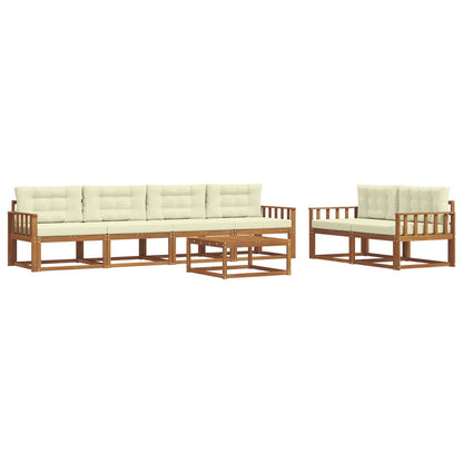 Set di divani da esterno con cuscino 7 pcs Naturale e Crema | homemem39