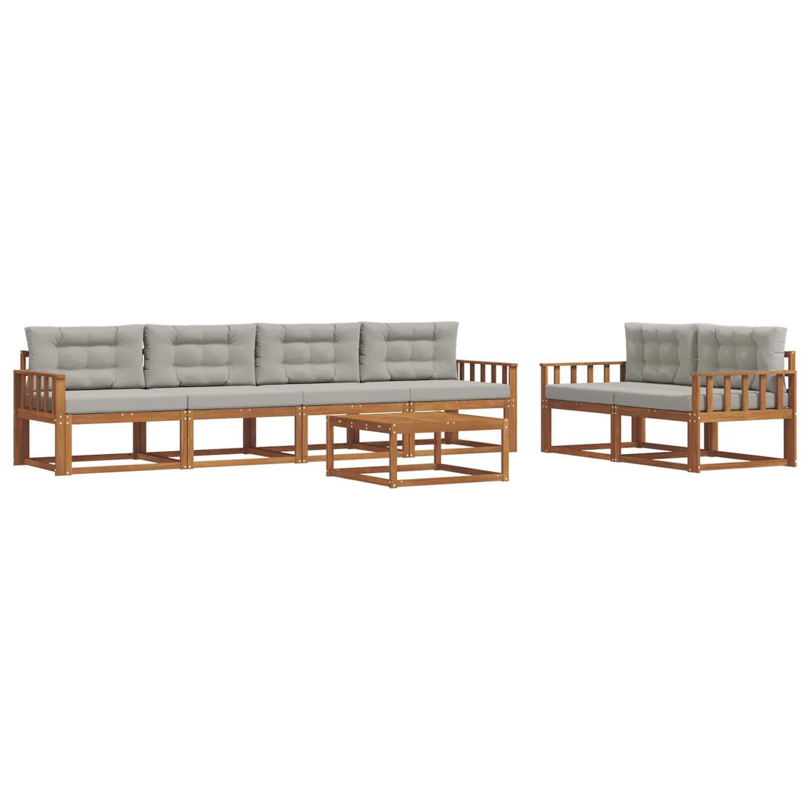 Set di divani da esterno 7 pcs Grigio Naturale e Chiaro | homemem39