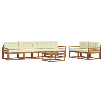 Set di divani da esterno con cuscino 7 pcs Naturale e Crema | homemem39