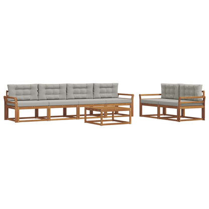 Set di divani da esterno 7 pcs Grigio Naturale e Chiaro | homemem39