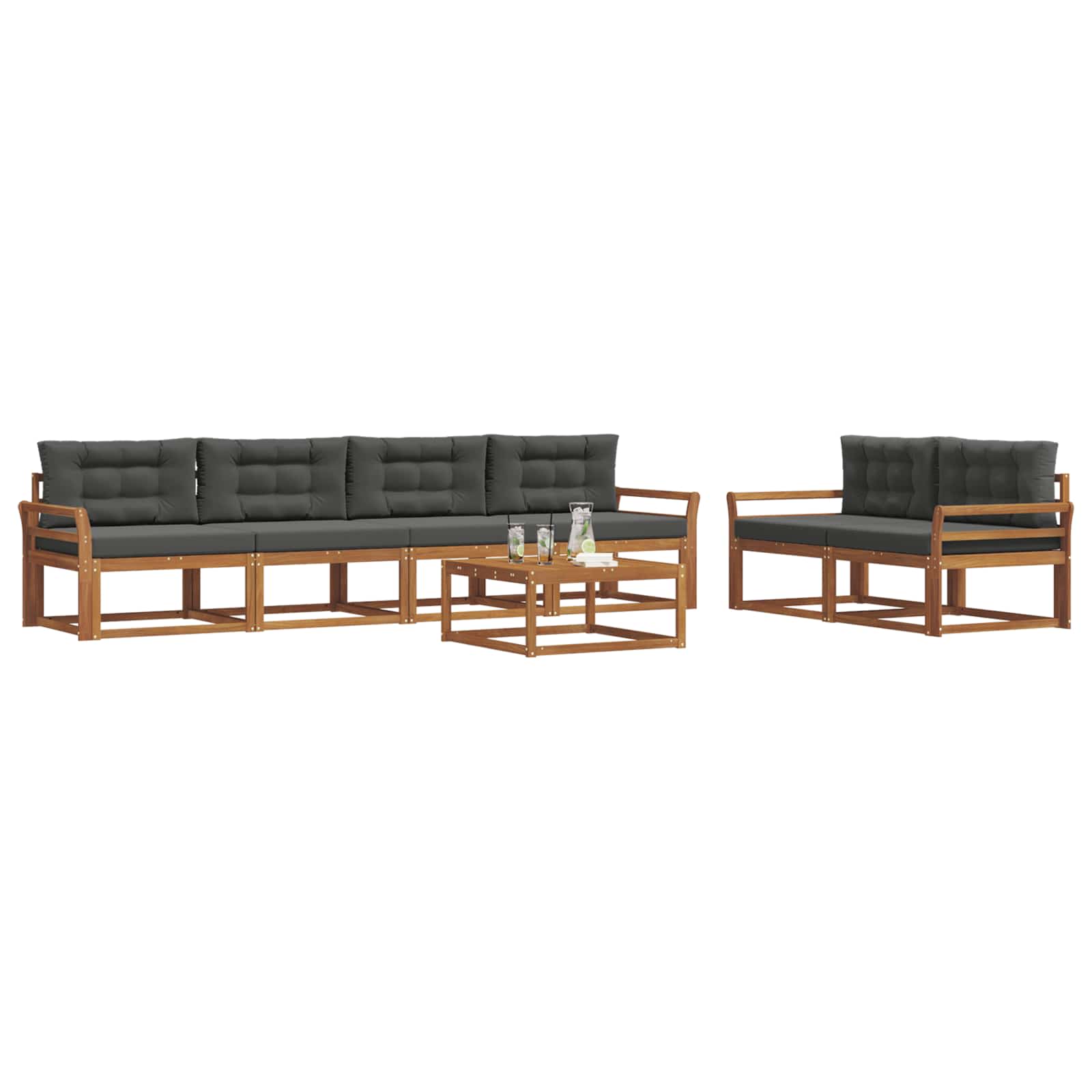 Set di divani da esterno con cuscino 7 pcs Naturale e Antracite | homemem39