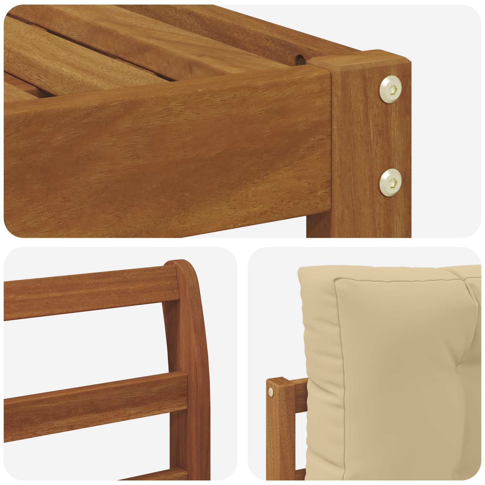 Set di divani da esterno con cuscino 7 pcs Naturale e Beige | homemem39