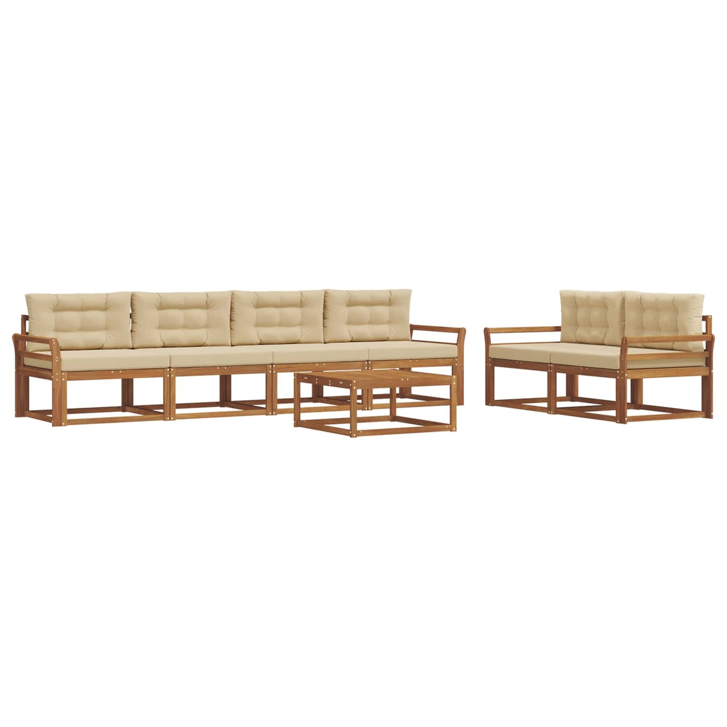 Set di divani da esterno con cuscino 7 pcs Naturale e Beige | homemem39