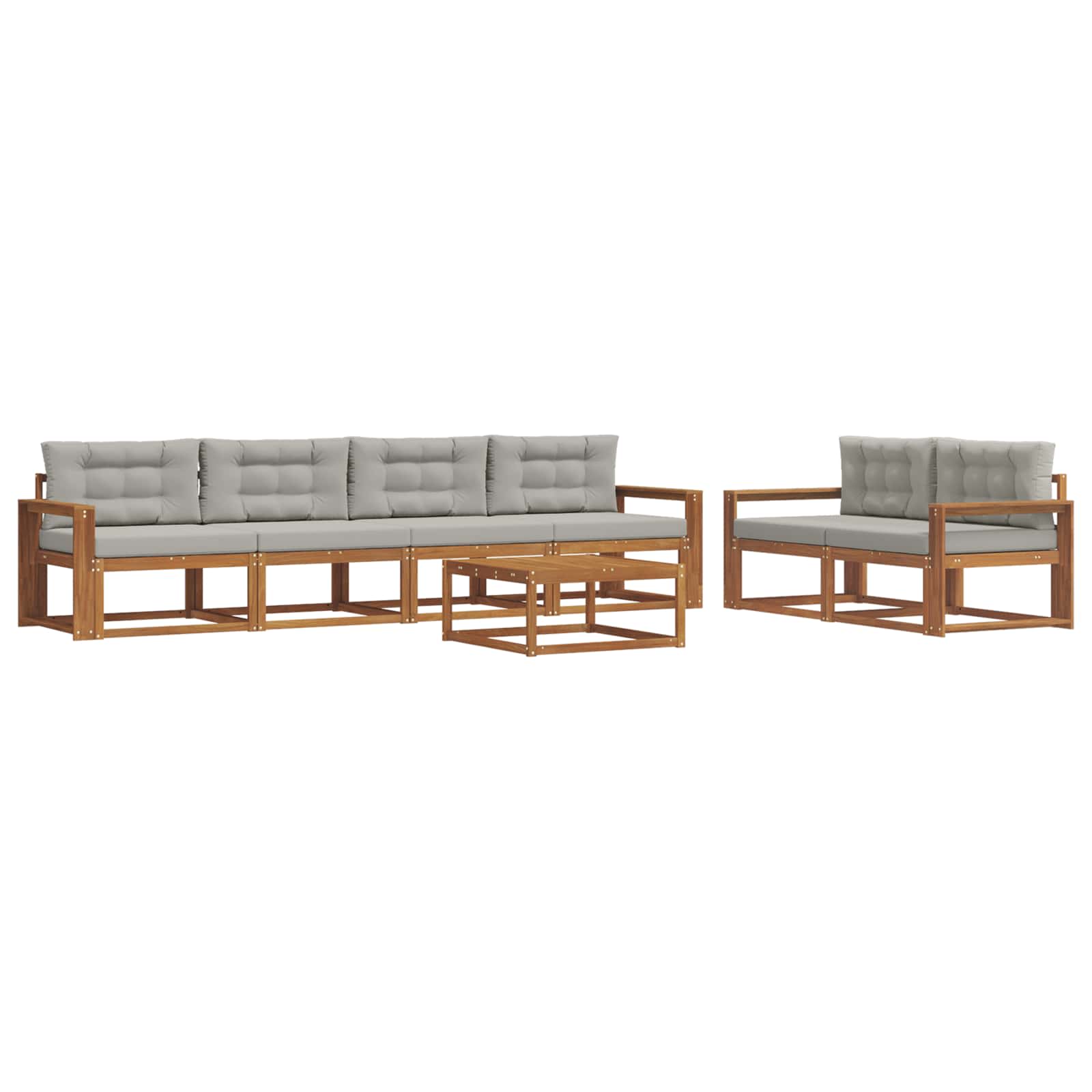 Set di divani da esterno 7 pcs Grigio Naturale e Chiaro | homemem39