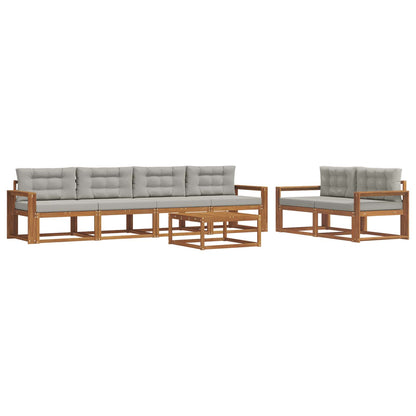 Set di divani da esterno 7 pcs Grigio Naturale e Chiaro | homemem39
