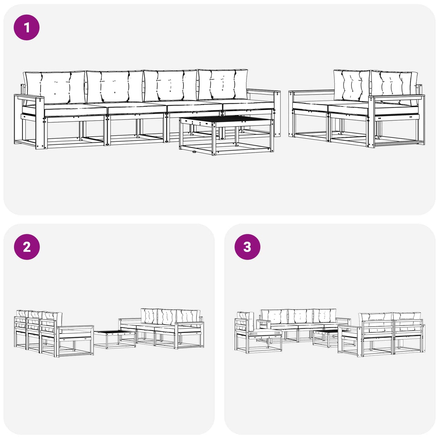 Set di divani da esterno 7 pcs Grigio Naturale e Chiaro | homemem39