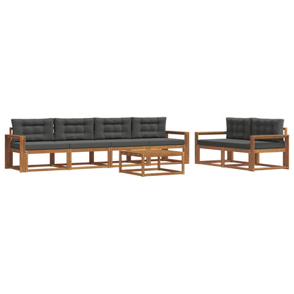 Set di divani da esterno con cuscino 7 pcs Naturale e Antracite | homemem39