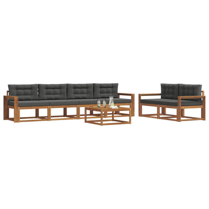 Set di divani da esterno con cuscino 7 pcs Naturale e Antracite | homemem39