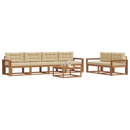 Set di divani da esterno con cuscino 7 pcs Naturale e Beige | homemem39