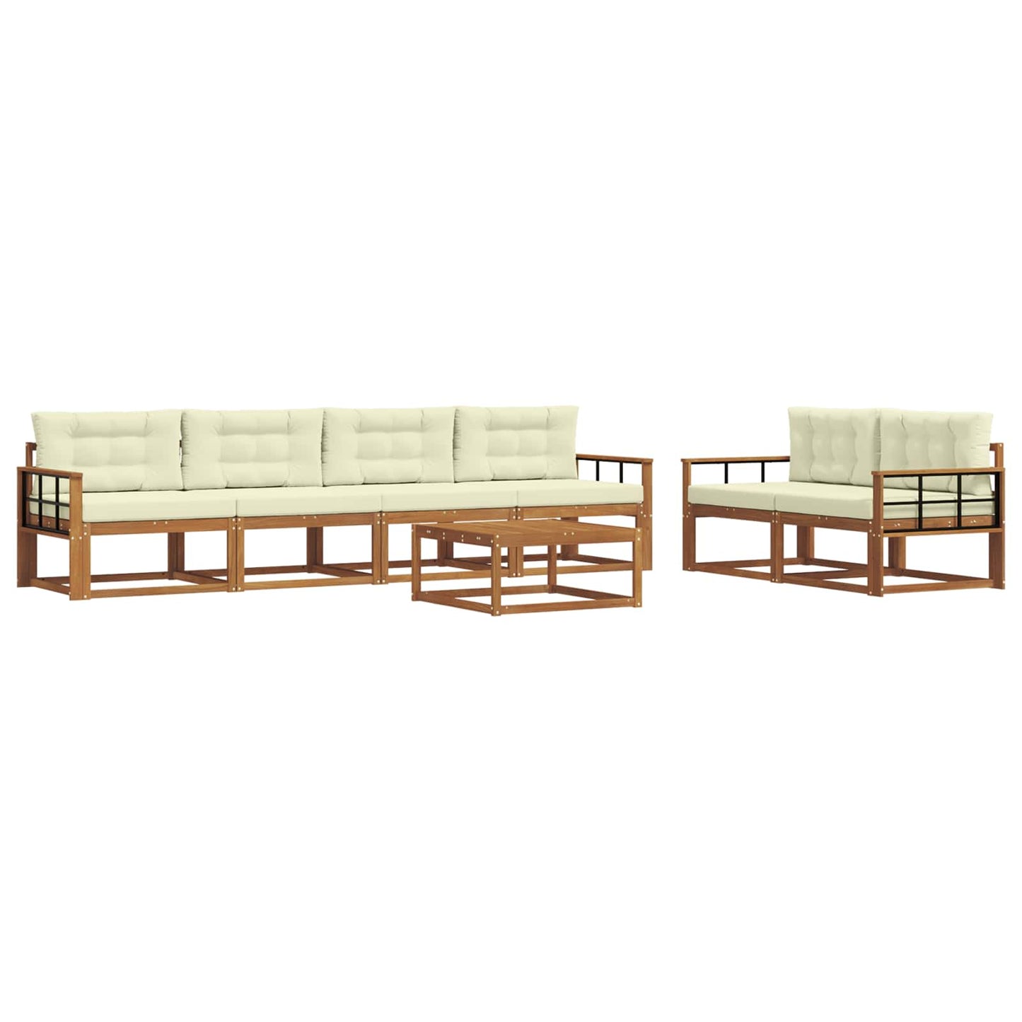 Set di divani da esterno con cuscino 7 pcs Naturale e Crema | homemem39