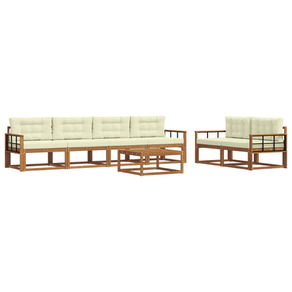 Set di divani da esterno con cuscino 7 pcs Naturale e Crema | homemem39