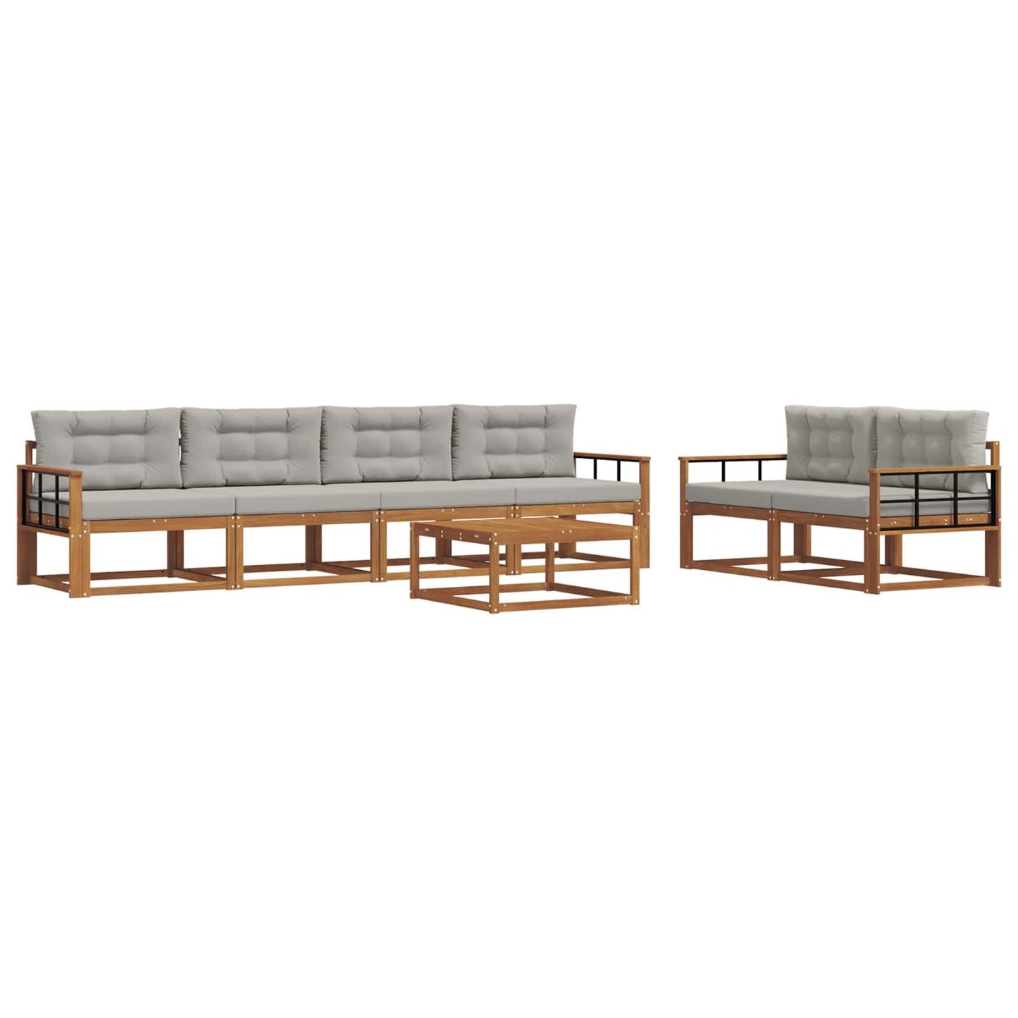 Set di divani da esterno 7 pcs Grigio Naturale e Chiaro | homemem39