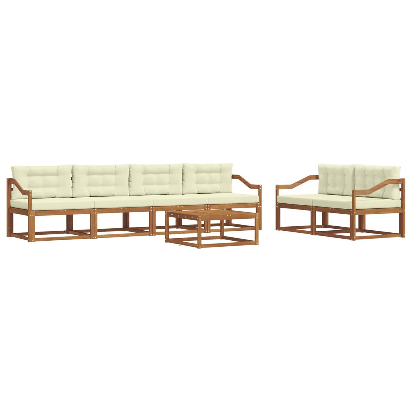 Set di divani da esterno con cuscino 7 pcs Naturale e Crema | homemem39