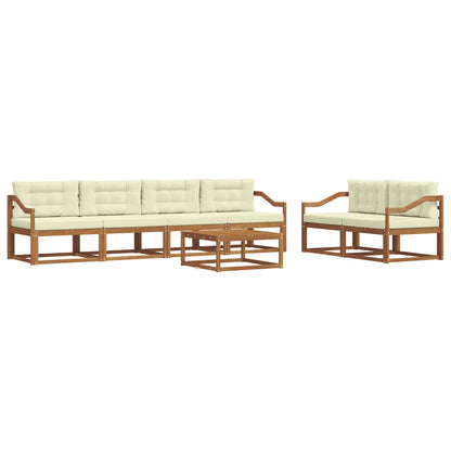 Set di divani da esterno con cuscino 7 pcs Naturale e Crema | homemem39