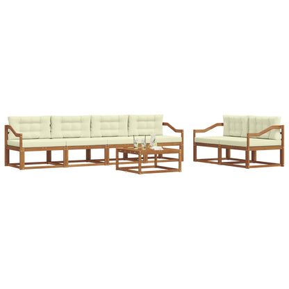 Set di divani da esterno con cuscino 7 pcs Naturale e Crema | homemem39