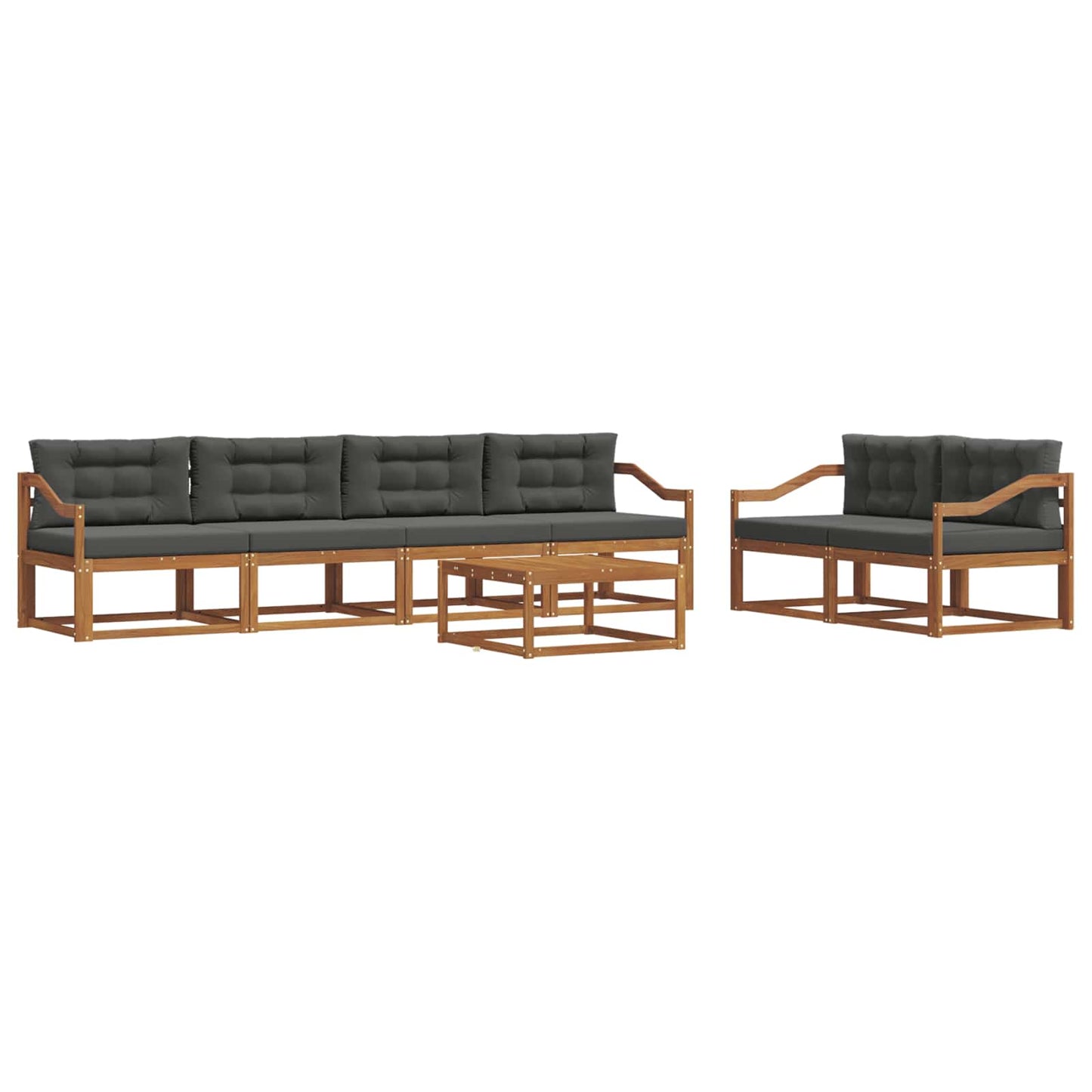 Set di divani da esterno con cuscino 7 pcs Naturale e Antracite | homemem39