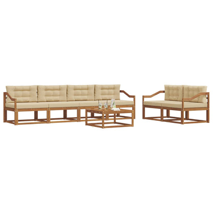 Set di divani da esterno con cuscino 7 pcs Naturale e Beige | homemem39