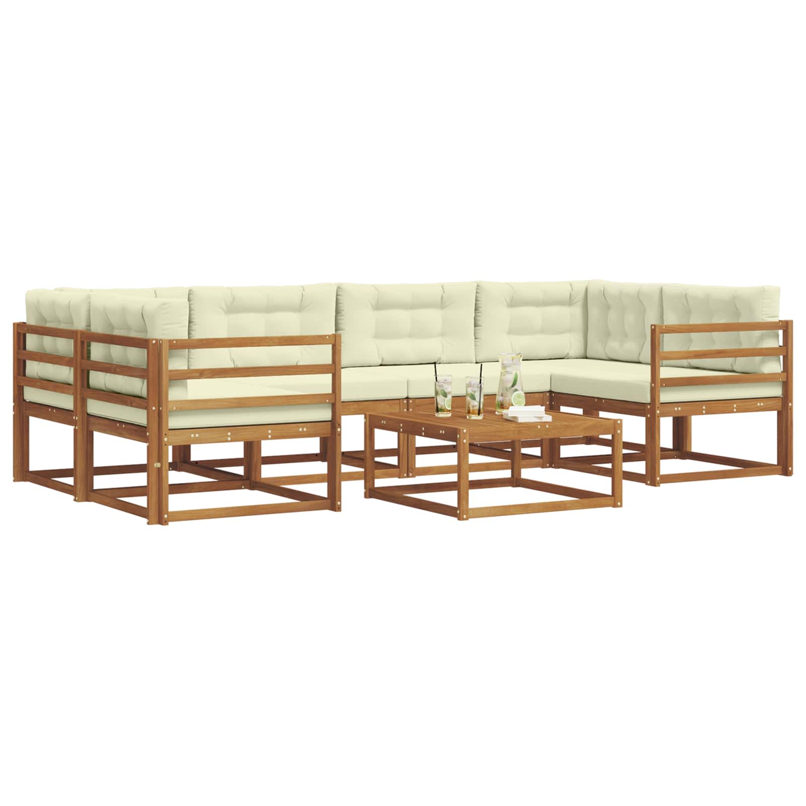 Set di divani da esterno 7 pcs Naturale e Crema | homemem39