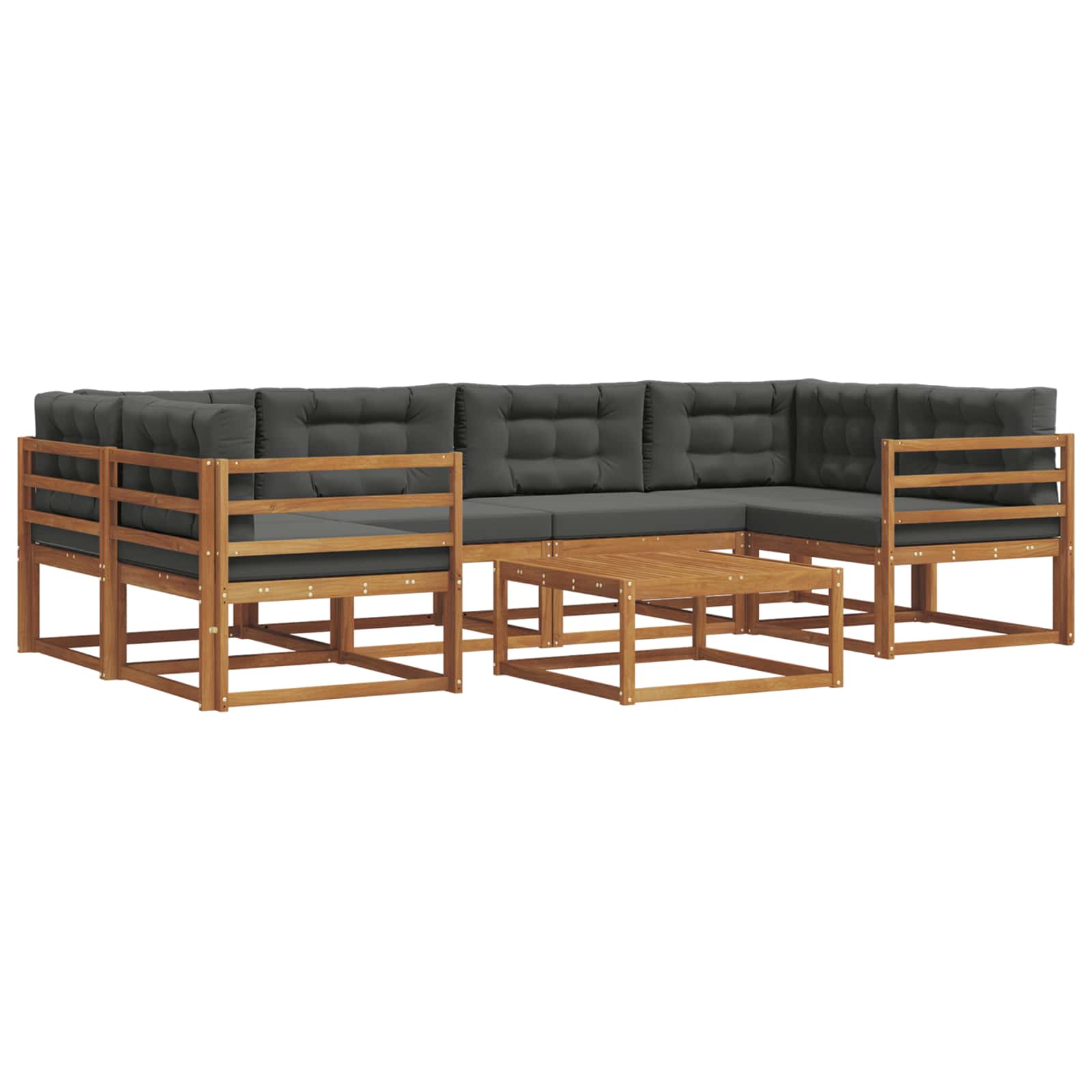 Set di divani da esterno con cuscino 7 pcs Naturale e Antracite | homemem39