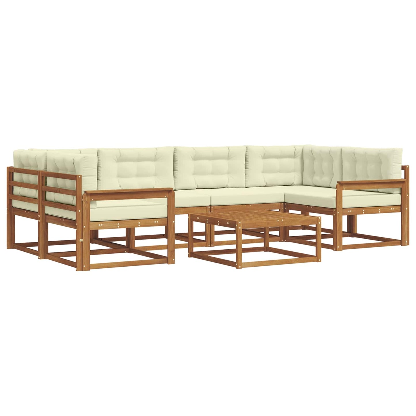 Set di divani da esterno con cuscino 7 pcs Naturale e Crema | homemem39