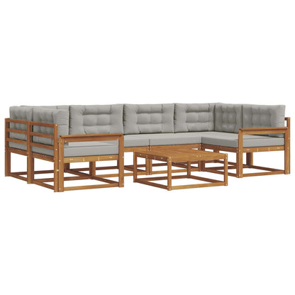 Set di divani da esterno 7 pcs Grigio Naturale e Chiaro | homemem39