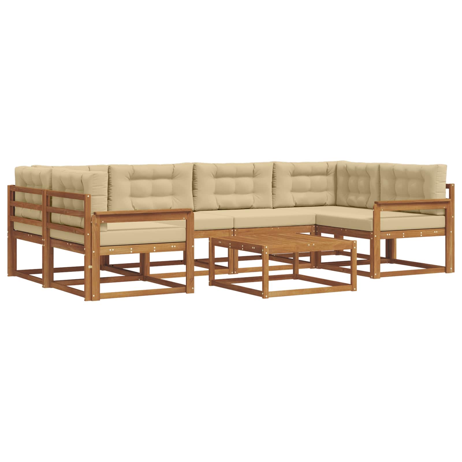 Set di divani da esterno 7 pcs Naturale e Beige | homemem39