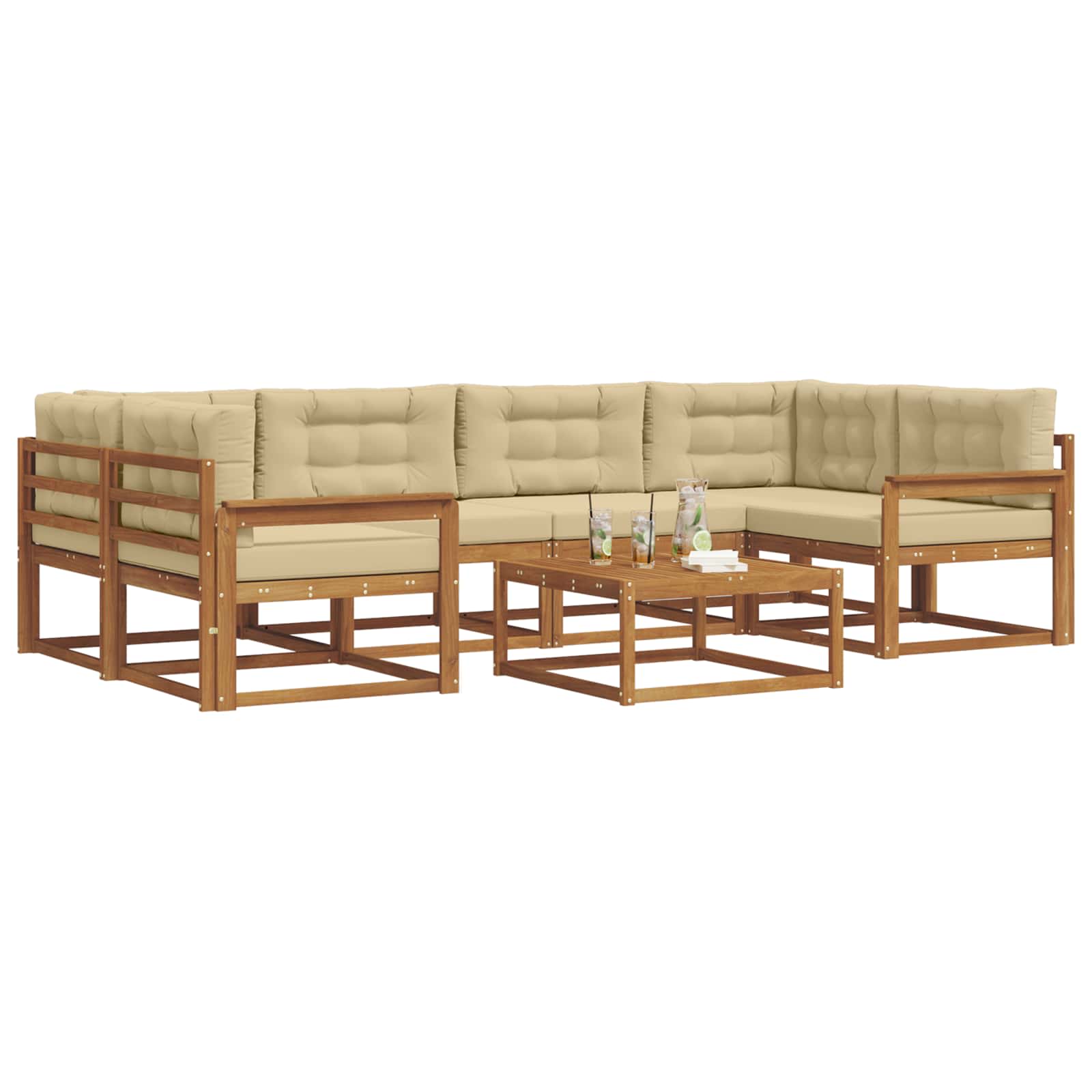 Set di divani da esterno 7 pcs Naturale e Beige | homemem39